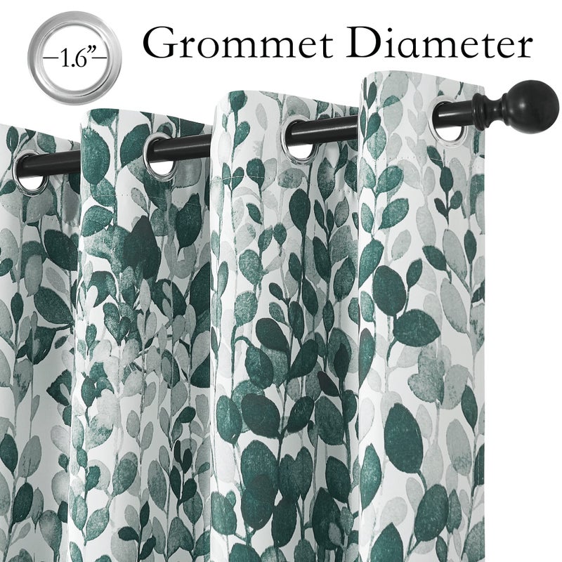 KGORGE Herb Foliage Pattern Curtains, Lighten up Indoor Space Room Darkening Window Curtain Set for Dining Area/Farmhouse, W 52" x L 84" per Panel, 2 Pcs, Green-Blue - Image 3